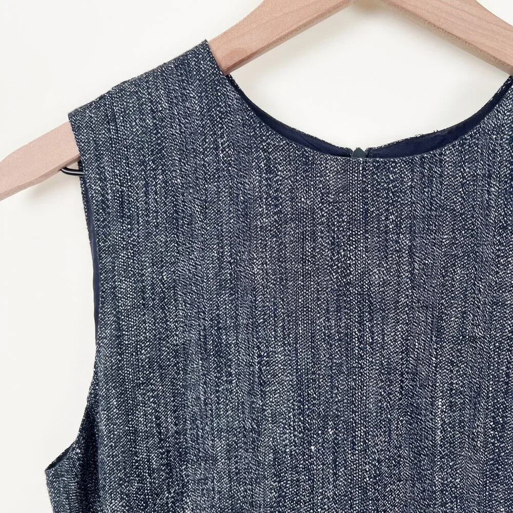Theory Dart Mini Midi Dress In Herringbone Linen Fit & Flare Formal Work Office - Picture 3 of 11